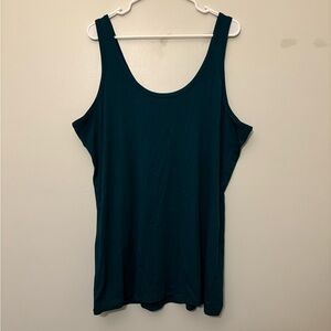 Torrid Cotton Modal Ribbed Double Scoop Neck Dark Teal Tank Top, Size 5X Women’s